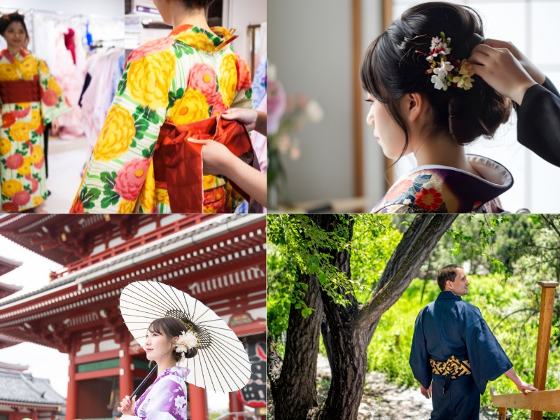 着物での旅フォト撮影の様子